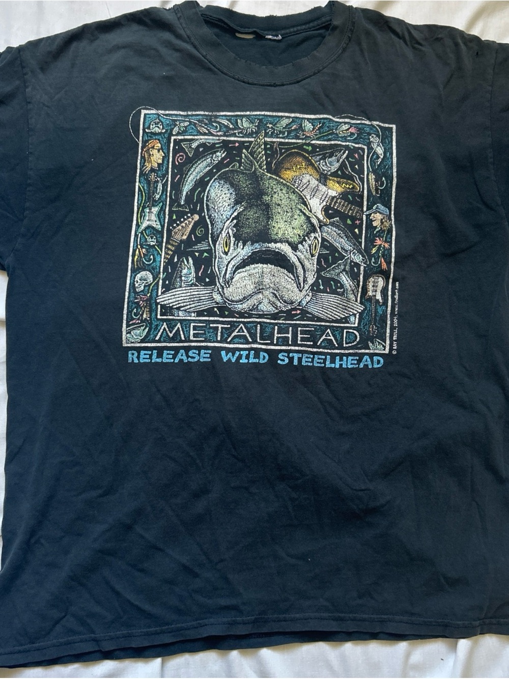 Vintage Ray Troll Metalhead Release Wild Steelhead Tshirt 2004 Men’s Large black
